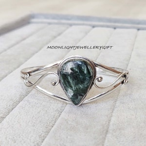 Seraphinite Bangle, 925 Sterling Silver Bangle, Silver Bangle, Handmade Bangle, Seraphinite Bracelet, Gemstone Bangle, Silver Jewelry, Gifts