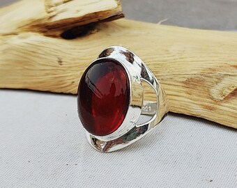 Anillo de granate, anillo de plata de ley 925, anillo hecho a mano, anillo de mujer, anillo de diseñador, anillo de piedra preciosa, anillo bohemio, anillo de plata 925, anillo hermoso,
