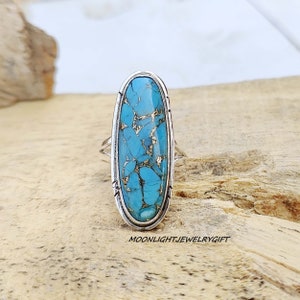 Blue Copper Turquoise Ring, 925 Sterling Silver Ring, Gemstone Ring, Handmade Ring, Statement Ring, Band Ring, Women Ring, Gift For Her,