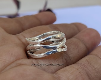 Pierścionek ze srebra próby 925 ~ Biżuteria ręcznie robiona ~ Damski pierścionek midi ze srebra ~ Pierścionek designerski ~ Pierścionek z wyrazistym wzorem ~ Delikatny srebrny pierścionek ~ Pierścionek ze srebra próby 925