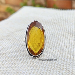 Citrine Ring, 925 Sterling Silver Ring, Gemstone Ring, Women Ring, Band Ring, Boho Ring, Statement Ring, Handmade Ring, Beautiful Ring, Gift