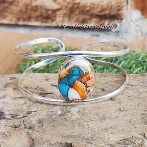 Oyster Turquoise Bangle, Beautiful Bangle, 925 Sterling Silver Bangle, Handmade Bangle, Oyster Gemstone, Turquoise Bracelet, Gift For Her,