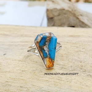 Oyster Copper Turquoise Ring, Gemstone Ring, 925 Sterling Silver Ring, Handmade Ring, Statement Ring,Beautiful Ring,Band Ring, Gift For Her,