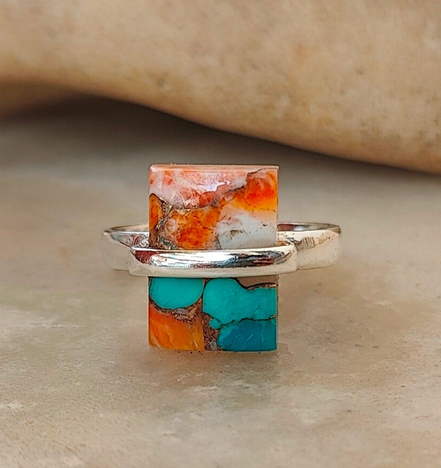 Oyster Copper Turquoise Ring, 925 Sterling Silver Ring, Women Ring, Gemstone Ring, Beautiful Ring, Statement Ring, Handmade Ring,Silver Gift