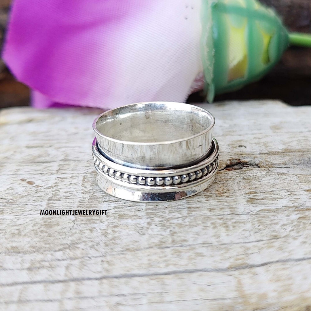 Handmade Sterling Silver Spinner Ring, Meditation Band, Worry Ring