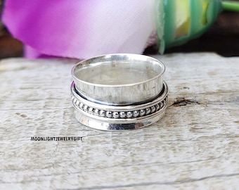 Handmade Sterling Silver Spinner Ring, Meditation Band, Worry Ring