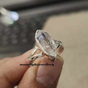 Herkimer Diamond Ring, Natural Herkimer Diamond Ring, Gift Herkimer Diamond, Crystal Ring, 925 Sterling Silver Herkimer Silver Jewelry, Gift