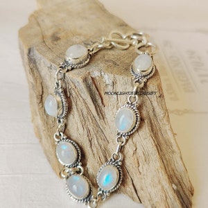 Write Rainbow Moonstone Bracelet, 925 Sterling Silver Bracelet, Women Bracelet, Gemstone Bracelet, Handmade Bracelet, Friendship Braclet,