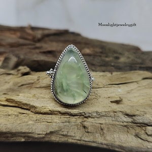 Beautiful Prehnite Ring, 925 Sterling Silver Ring, Handmade Ring, Boho Ring, Gemstone Ring, Promise Ring, Wedding Ring, Gift For Her, ///