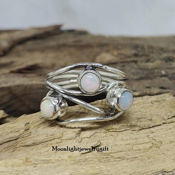 White Opal Ring, Beautiful Gifts, 925 Sterling Silver Ring, Handmade Ring, Natural Gemstone, Designer Ring, Promise Ring, Gift For Her, ///