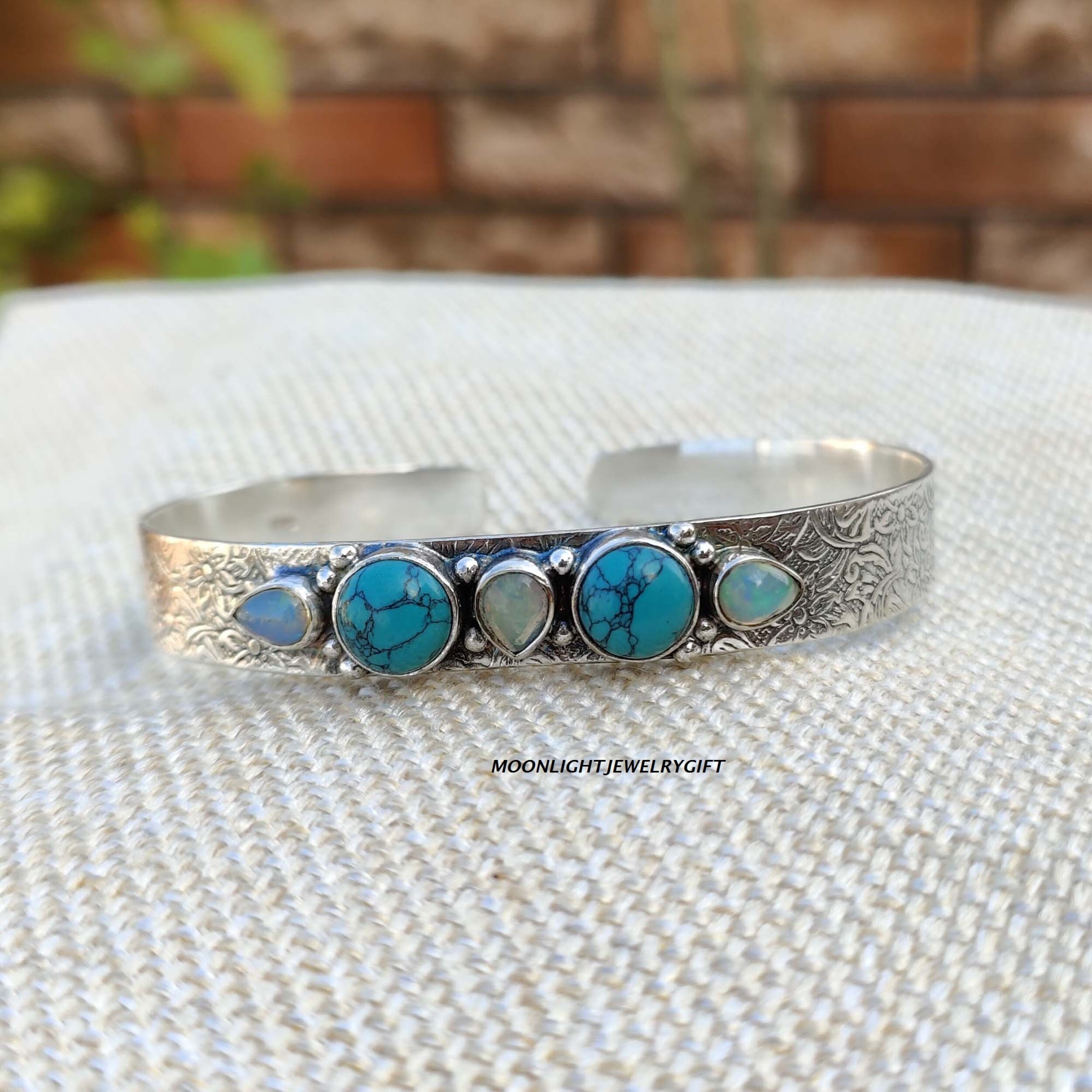 Turquoise Sterling Silver Bangle: Handmade Gemstone Jewelry - Etsy