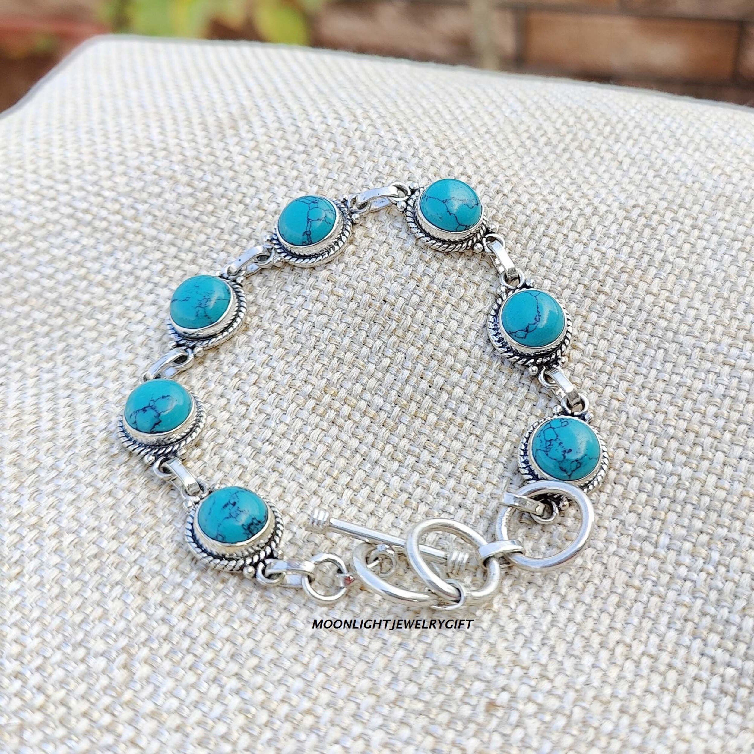 Handmade Turquoise Bracelet, 925 Sterling Silver, Gemstone Bangle