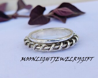 925 sterlingsilver spinnerring, designerring, handgjord ring, statementsmycken, vacker silverring, damring, present till henne, ///