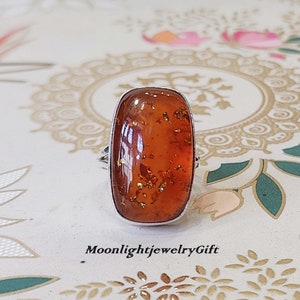 Amber Ring, Handmade Jewelry, 925 Sterling Silver Ring, Boho Ring, Band Ring, Beautiful Ring, Gemstone Amber, Women Ring Jewelry, Gift For,