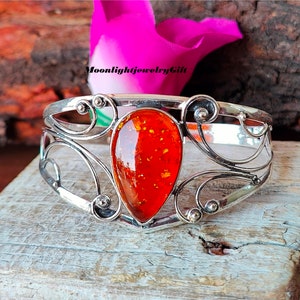 Amber Bangle, Pear Bangle, 925 Sterling Silver, Anniversary Gift, Gift For Her, Handmade Amber, Christmas Gifts, Wedding Silver Gifts Item,
