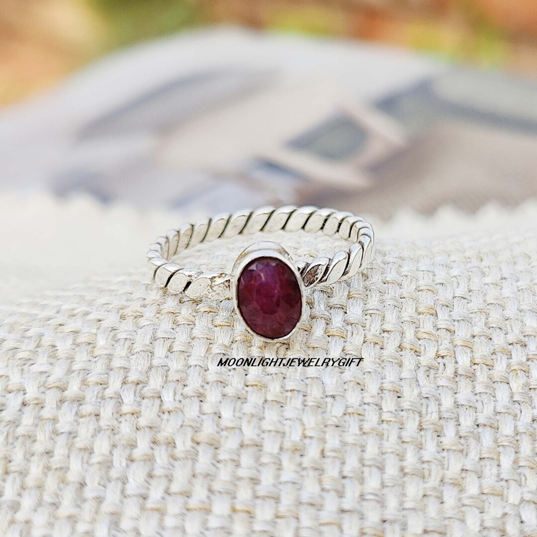 natural ruby silver ring, dainty ruby ring, stackable... Handmade Ruby 925 Sterling Silver Band Ring - Etsy
