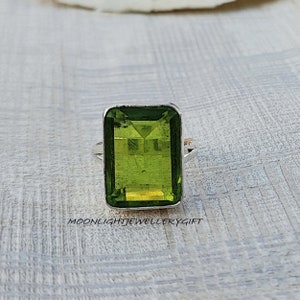 Anello in argento sterling con peridoto, anello di fidanzamento