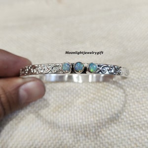 Opal Bangle, Gemstone Bangle, 925 Sterling Silver Bangle, Statement Bangle, Handmade Bangle, Beautiful Bangle, Birthday Gifts, Gift For Her
