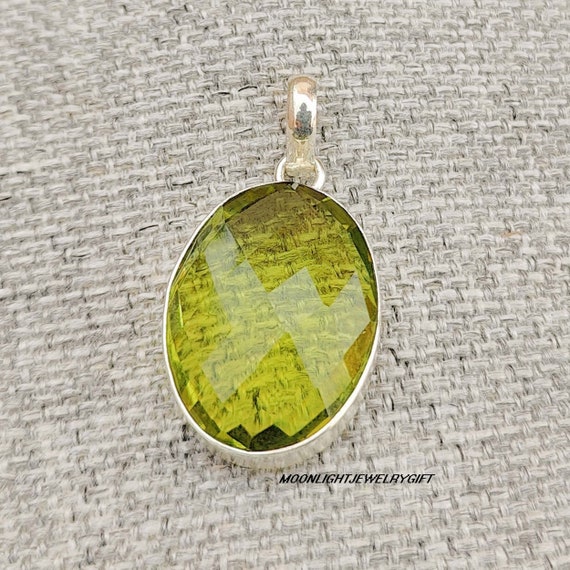 Peridot Pendant, Women Pendant, Handmade Pendant,  925 Sterling Silver Pendant, Gemstone Pendant, Band Pendant, Boho Pendant, Gift For Her,