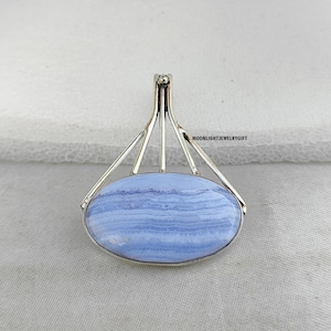 Blue Lace Agate Pendant, Blue Lace Agate Jewelry ,Gemstone Pendant, 925 Sterling Silver ,Handmade Blue Lace Jewelry, Pendant Gemstone, Gifts