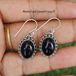 Natural Black Onyx Earrings, 925 Sterling Silver Earrings, Women Earrings Gifts, Handmade Earrings, Statement Jewelry, Gift For Her, ///