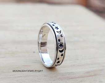 Spinner Ring, Silver Ring, 925 Sterling Silver Ring, Beautiful Ring, Handmade Ring, Meditation Ring, Worry Ring, Fitget Ring, Gift For Her,