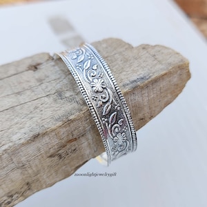 925 Sterling Silver, Statement Bangle, Handmade Bangle, Flower Bangle, Women Bangle, Boho Bangle, Amazing Bangle, Silver Bangle,Gift For Her