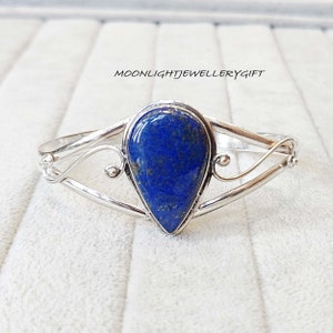 Lapislazuli Armreif, 925 Sterling Silber, handgemachter Armreif, stilvoller Armreif, Edelstein Armreif, handgemachter Schmuck, einzigartiger Armreif, Geschenk für Mutter