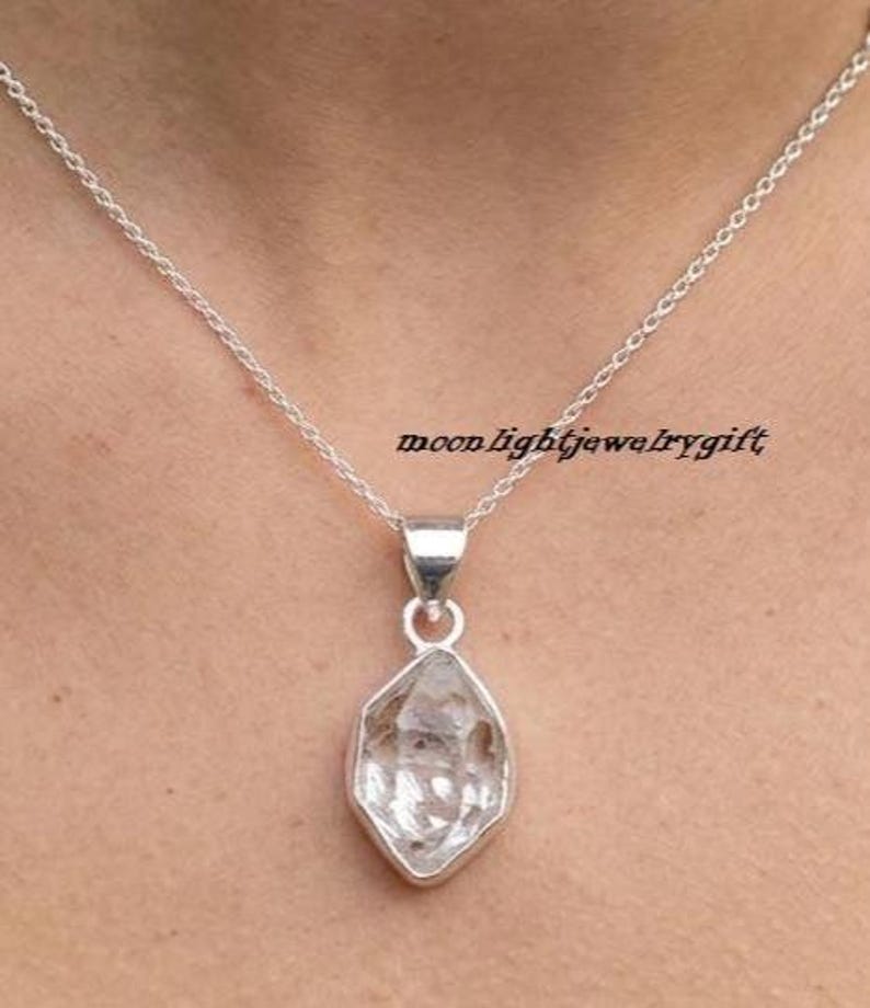 Herkimer Diamond Pendant: Handmade 925 Sterling Silver Jewelry image 2