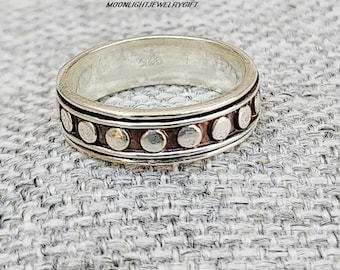 Sterling Silver Spinner Ring, Handmade Fidget Worry Ring