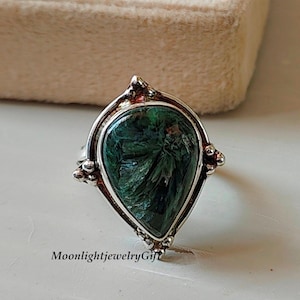 Seraphinite Ring, 925 Silver Ring, Gemstone Ring, Statement Ring, Seraphinite Jewelry, Women Ring, Handmade Ring, Anniversary Ring, Gifts,