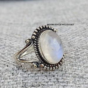 Moonstone Ring, Silver Women Ring, 925 Sterling Silver Ring, Statement Ring, Handmade Ring, Gemstone Ring, Boho Ring,Promise Ring, Gift Ring