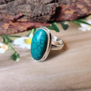 Blue Turquoise Ring, Designer Ring, Solid 925 Sterling Silver Ring, Promise Ring, Handmade Ring, Gemstone Jewelry, Gift For Her, ///
