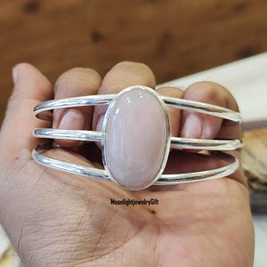Rose Quartz Bangle, 925 Sterling Silver Bangle, Beautiful Bangle, Statement Bangle, Promise Bangle, Rose Quartz Jewelry, Gemstone Bangle
