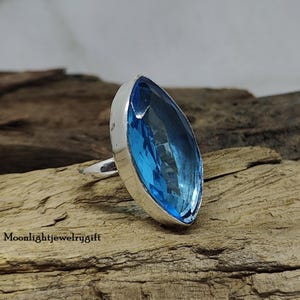 Beautiful Blue Topaz Ring, Wedding Ring, 925 Sterling Silver Ring, Blue Gemstone Ring, Handmade Ring, Statement Jewelry, Gift For Her, ///