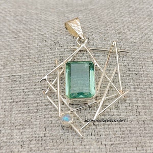 Aquamarine Pendant, Gemstone Pendant, 925 Sterling Silver Pendant, Women Pendant, Handmade Pendant, Statement Pendant, Boho Pendant, Gifts,
