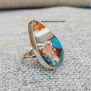 Oyster Copper Turquoise Ring, 925 Sterling Silver Ring, , Gemstone Ring, Dainty Ring, Handmade Ring, Statement Ring, Beautiful Ring, Gifts,