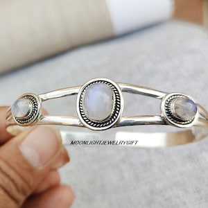 Moonstone Bangle, Women Bangle, 925 Sterling Silver Bangle, Gemstone Bangle, Statement Bangle, Handmade Bangle,Promise Bangle, Gift For Her,