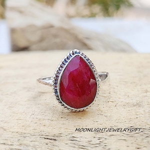 Rubinstein Ring, Edelstein Ring, 925 Sterling Silber Ring, Statement Ring, Boho Ring, Handgemachter Ring, Frauen Ring, Schöner Ring, Silber Geschenke