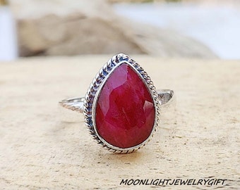 Ruby Stone Ring, Gemstone Ring, 925 Sterling Silver Ring, Statement Ring, Boho Ring, Handmade Ring, Women Ring, Beautiful Ring, Silver Gifts