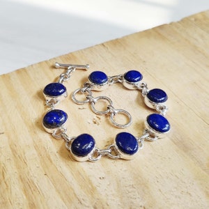 Lapis Lazuli Bracelet, Gemstone Bracelet, 925 Sterling Silver Bracelet, Women Bracelet, Handmade Bracelet, Statement Bracelet, Gift For Her,