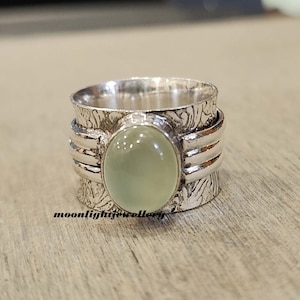 Natural Prehnite ring, 925 Sterling silver, Beautiful Ring, Gemstone Ring, Handmade Ring, Statement ring, Boho Ring, Silver Jewelry Ring,