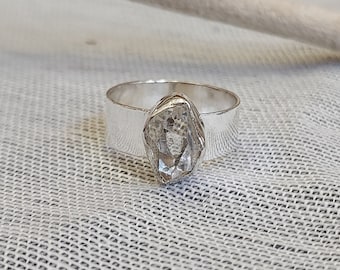 Natural Herkimer Diamond Ring, 925 Silver Ring, Gemstone Ring, Handmade Ring, Women Ring, Statement Jewelry, Raw Herkimer Ring, Gift For Her