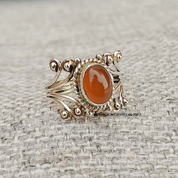 Carnelian Ring, 925 Sterling Silver Ring, Gemstone Ring, Handmade Ring, Women Ring, Birthday Gift, Beautiful Ring, Love Ring, Gift For Her,