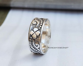 295 Sterling Silver Ring, Silver Ring, Handmade Ring, Boho Ring, Flower band, Meditation Ring, Birthday Ring, Beautiful Ring, Gift For Her,