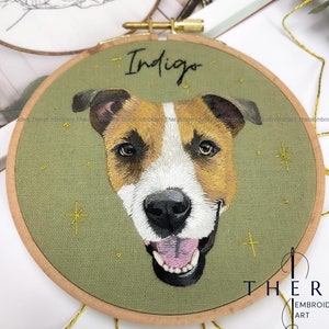 Custom Pet Portrait Embroidery From Image, Memorial Pet Portrait, Personalized Gifts For Pet Lover, Commission Custom Wall Art