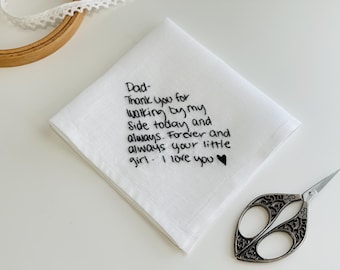 Embroidered Handkerchief For Father, Personalized Wedding Handkerchief, Groom Pocket Squares, Custom Embroidery Men's Handkerchiefs