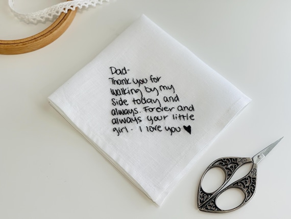 Embroidered Handkerchief For Father, Personalized Wedding Handkerchief, Groom Pocket Squares, Custom Embroidery Men's Handkerchiefs