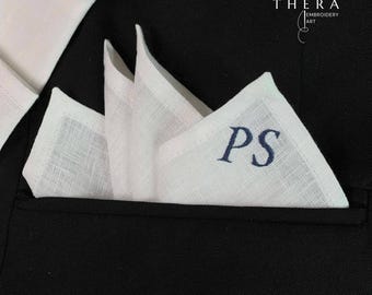 Embroidered Wedding Handkerchief For Father, Personalized Wedding Handkerchief, Groom Pocket Squares, Custom Embroidery Men's Handkerchiefs