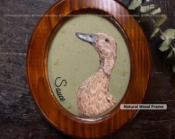 Custom Needle Painting Pet Portrait, Natural Wood Frame, Personalized Gift